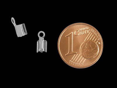 Abschlußklemmen für 2mm dicke Bänder, Bild 2 mit Größenvergleich