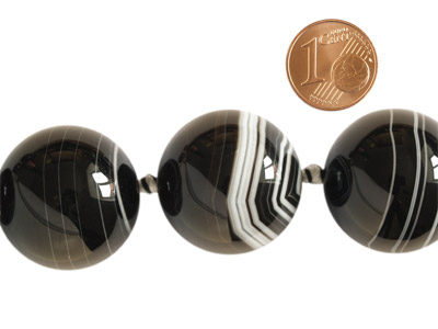 Achat Steinperlen rund 24mm schwarz weiß