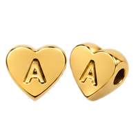 Herzperle mit Buchstabe A, 7×6mm, Edelstahl poliert, gold