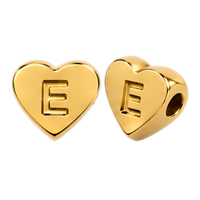 Herzperle mit Buchstabe E, 7×6mm, Edelstahl poliert, gold