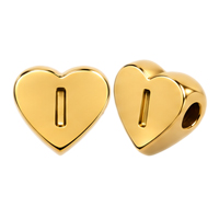 Herzperle mit Buchstabe I, 7×6mm, Edelstahl poliert, gold