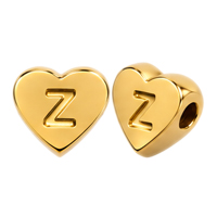 Herzperle mit Buchstabe Z, 7×6mm, Edelstahl poliert, gold