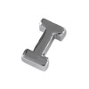 Buchstabenperle aus Metall 3x7mm, Buchstabe I, platinfarbig