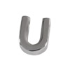 Buchstabenperle aus Metall 3x7mm, Buchstabe U, platinfarbig