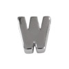 Buchstabenperle aus Metall 3x7mm, Buchstabe W, platinfarbig