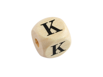 Holzwürfel Perle Buchstabe K