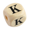 1 Stk. Buchstabenperle - Holzwürfel 10mm - K
