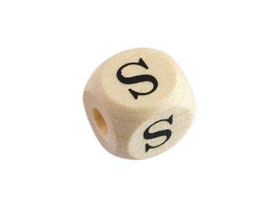 Holzwürfel Perle Buchstabe S