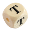 1 Stk. Buchstabenperle - Holzwürfel 10mm - T