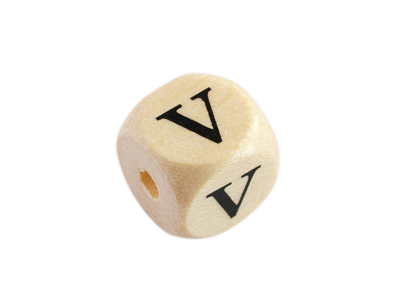Holzwürfel Perle Buchstabe V