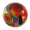 Murano Glascabochon gewölbt 24mm, Rot mit 24 Karat Blattgold
