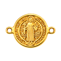 Schmuckconnector Benediktusmedaille ~11mm, Edelstahl poliert, gold