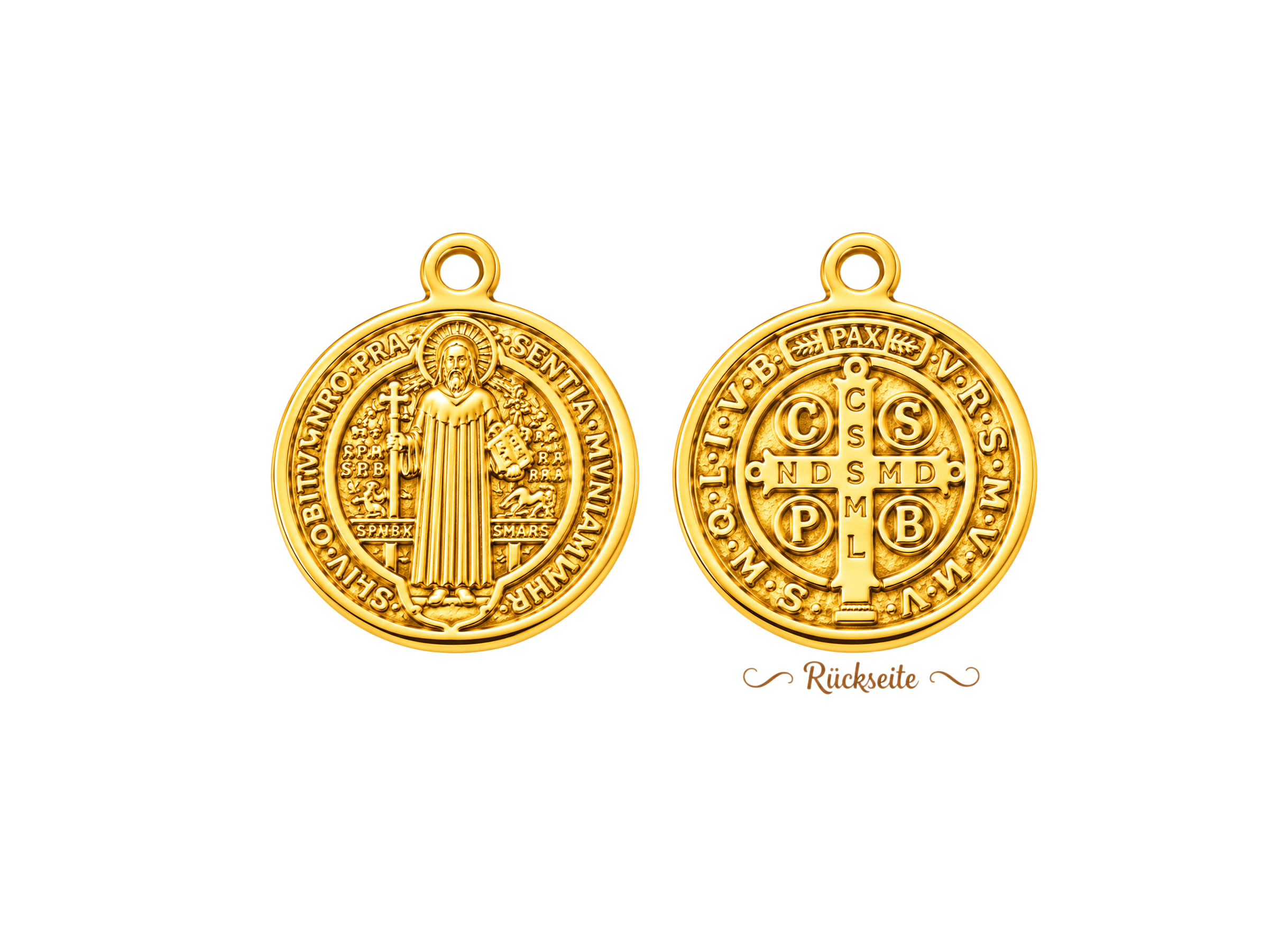 kleine goldene Benediktusmedaille für Halsketten und Rosenkr