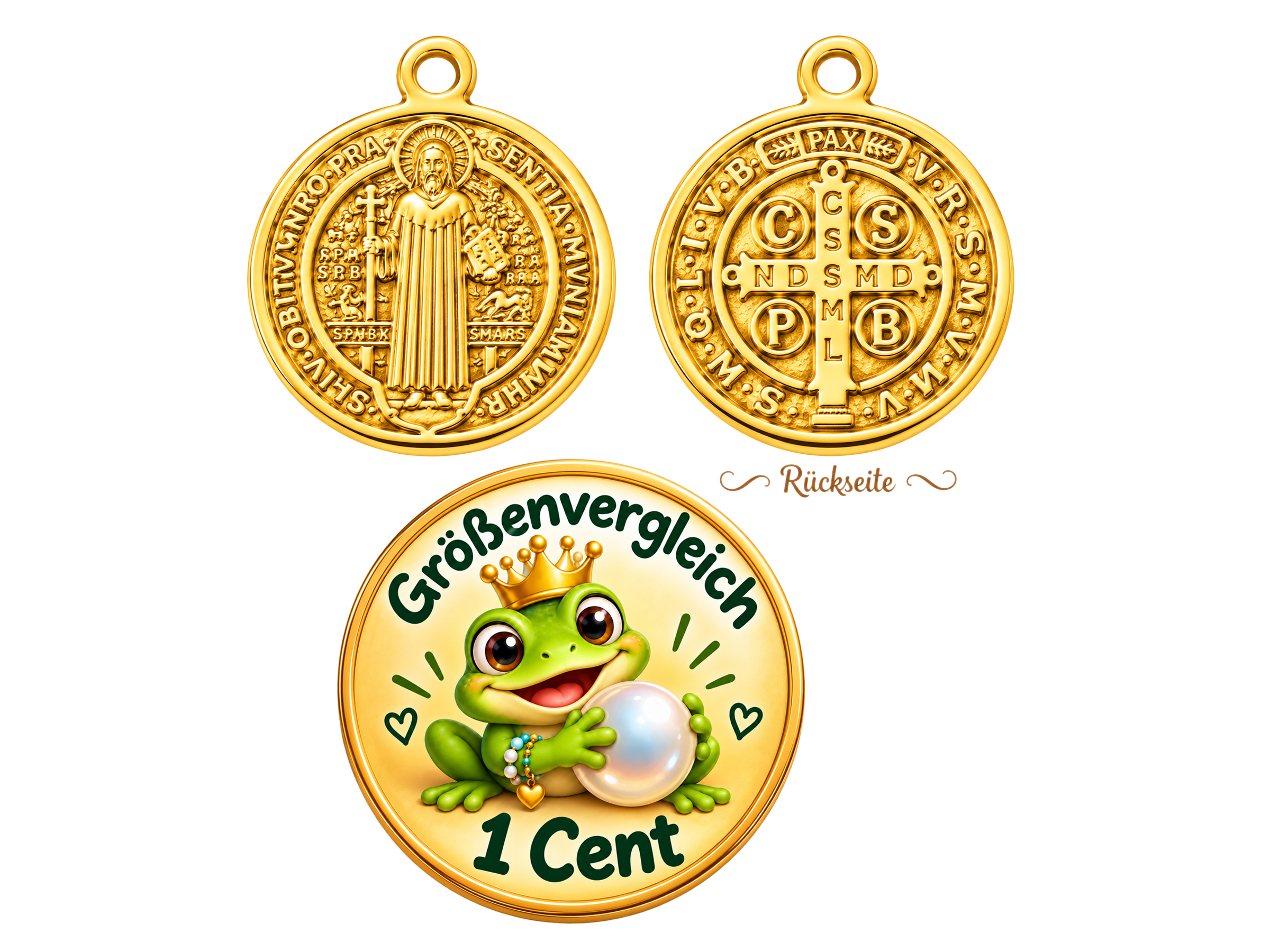 kleine goldene Benediktusmedaille für Halsketten und Rosenkr