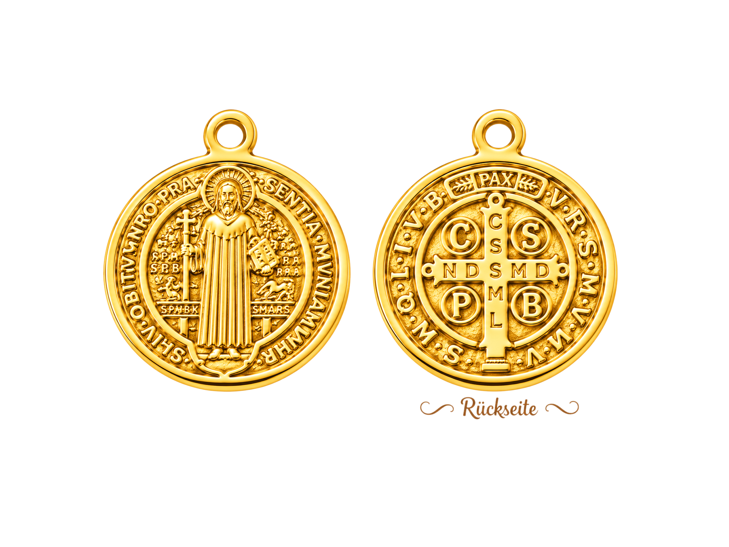 kleine goldene Benediktusmedaille für Halsketten und Rosenkr