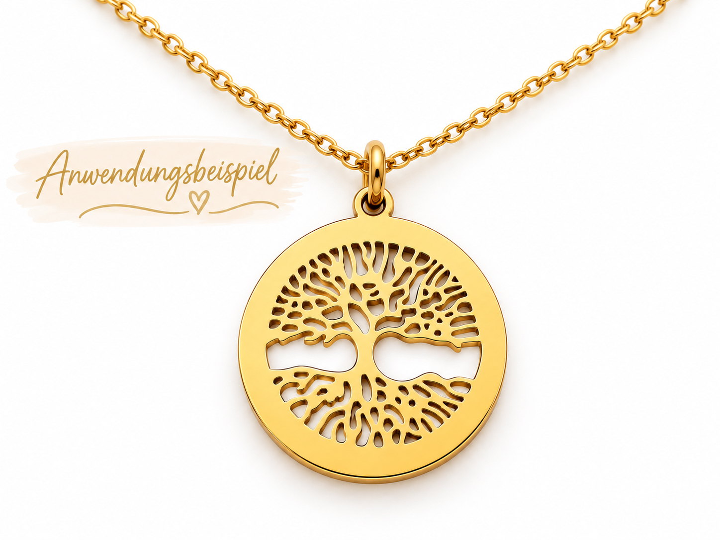 goldener Schutzanhänger, Medaillon Baum des Lebens als Kette