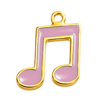 Schmuckanhänger Musiknote rosa ~10x12mm, Edelstahl poliert, gold