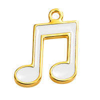 Schmuckanhänger Musiknote weiss ~10x12mm, Edelstahl poliert, gold