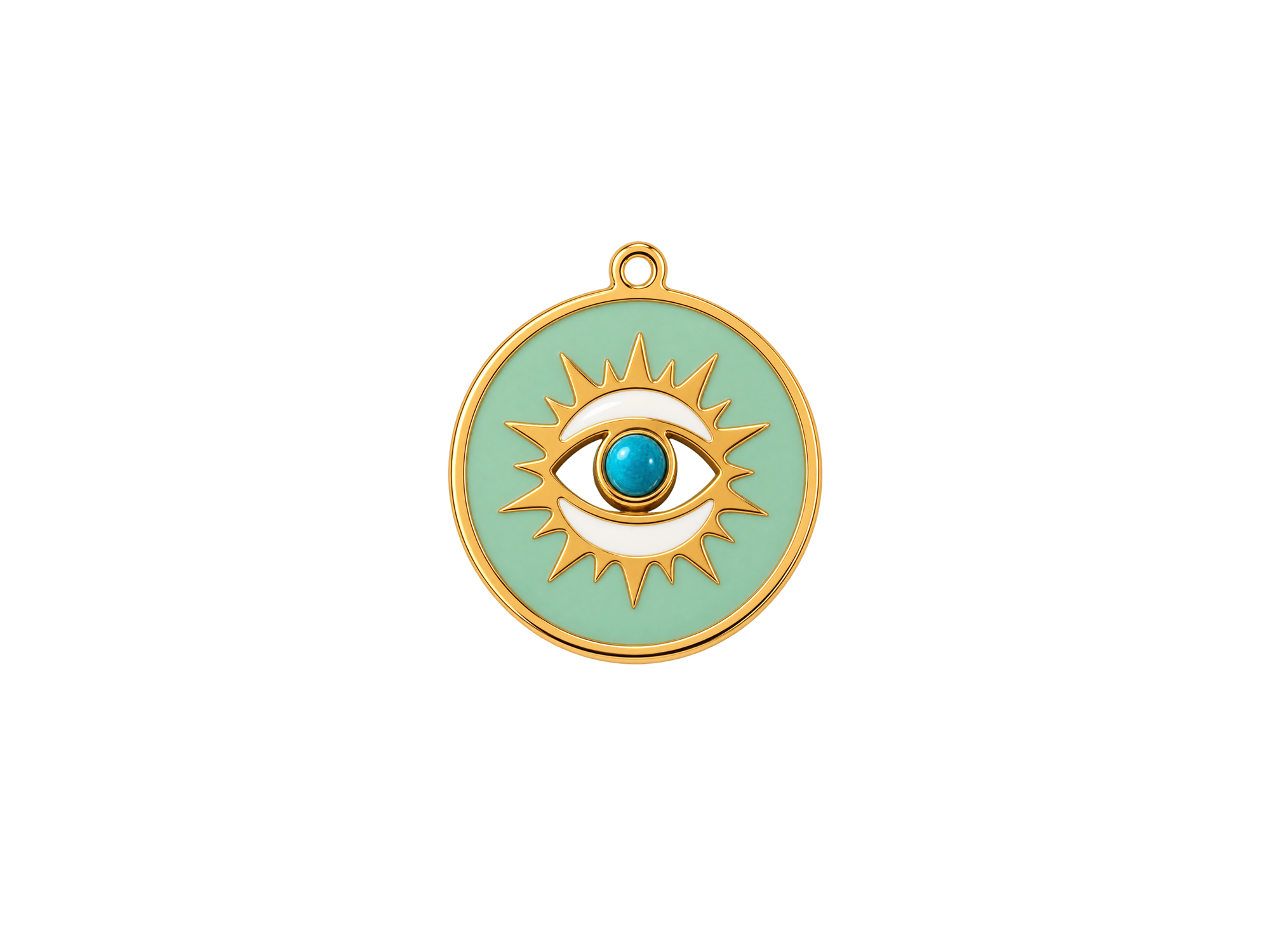 goldene Charm Anhänger, Auge der Sonne 15mm zum Schmuckmache