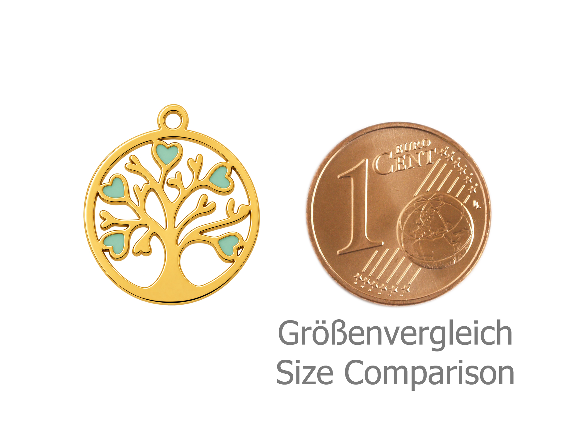goldene Charm Anhänger, Lebensbaum mit 15mm zum Schmuckmach