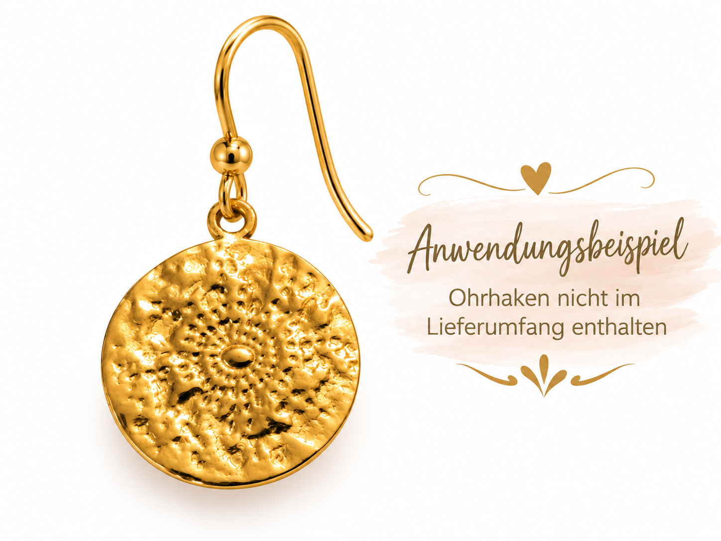 goldenes Medaillon 15mm zum Schmuckmachen als Ohrhaken