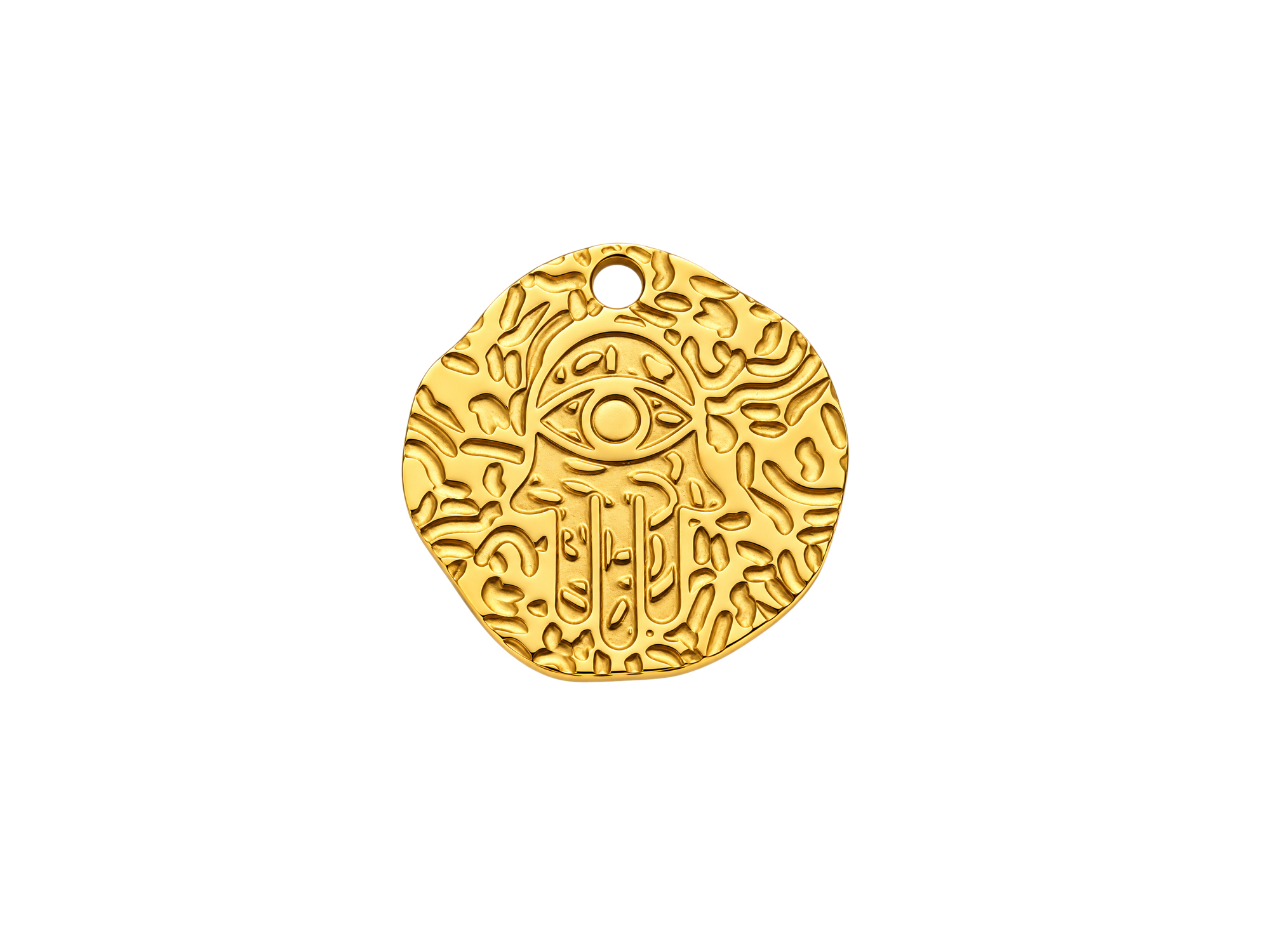 goldener Schutzanhänger, Medaillon - Hand der Fatima 14mm