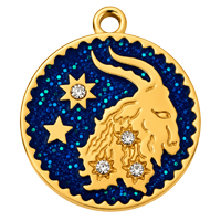 Sternzeichenanhänger STEINBOCK 15mm, Edelstahl poliert, gold