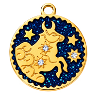 Sternzeichenanhänger STIER 15mm, Edelstahl poliert, gold