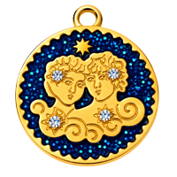 Sternzeichenanhänger ZWILLINGE 15mm, Edelstahl poliert, gold