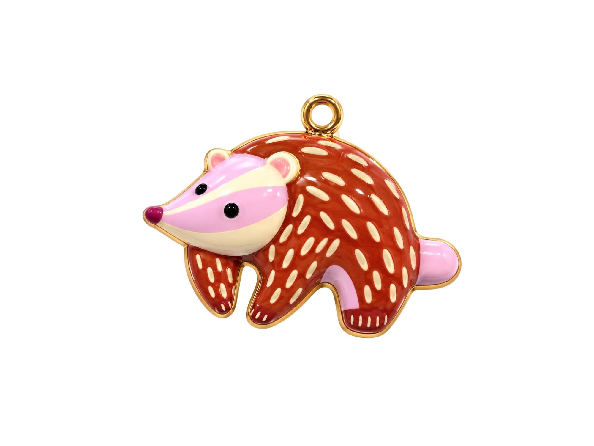 bunter Schmuckanhänger, plastischer brauner Igel