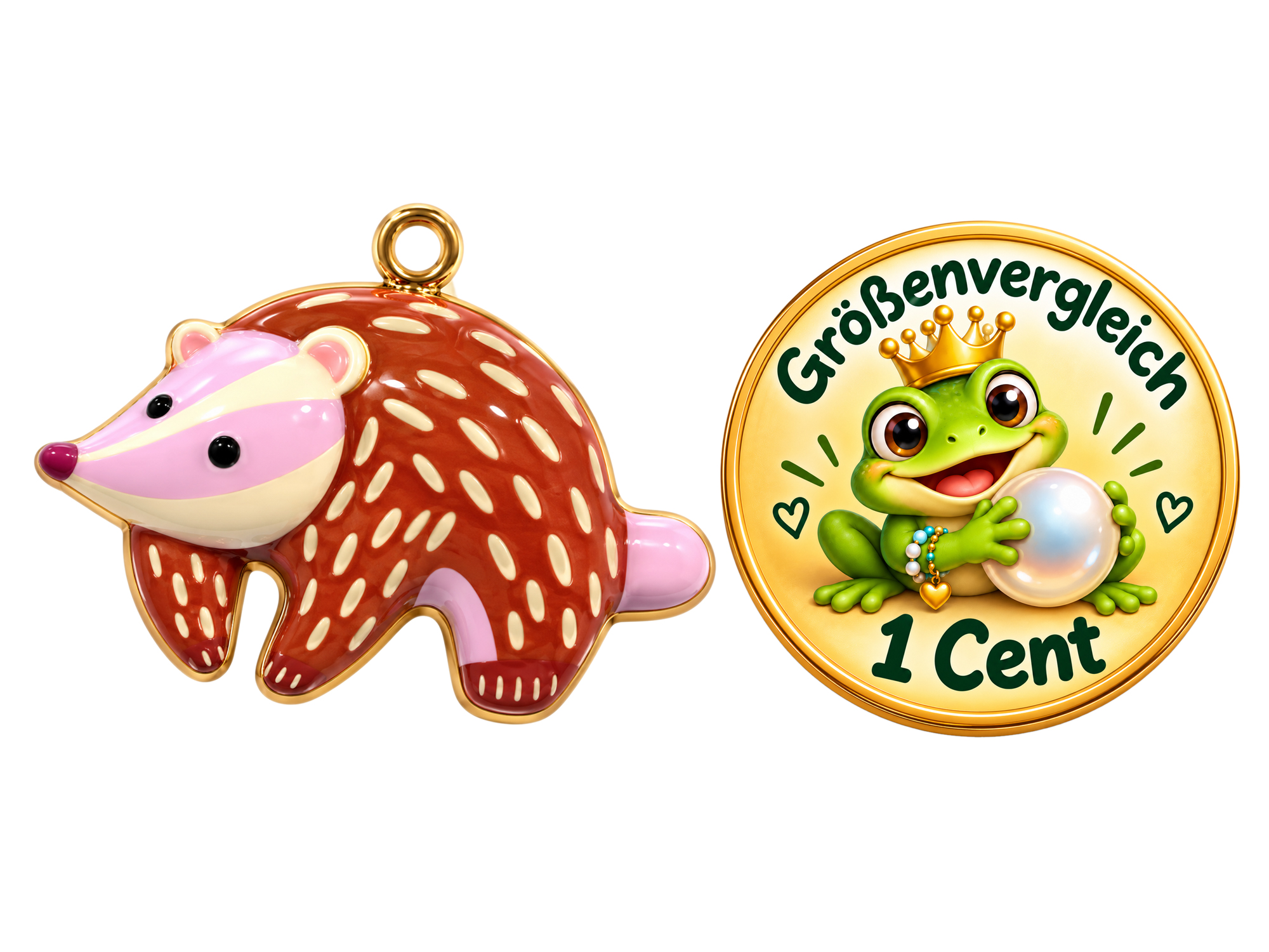 bunter Schmuckanhänger, plastischer brauner Igel - Größenver