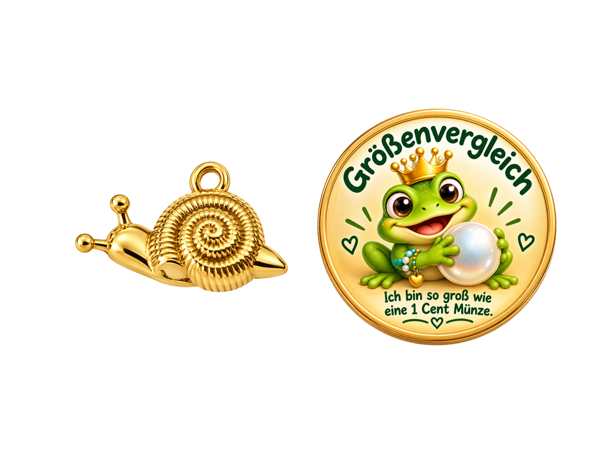 goldener Schmuckanhänger kleine Schnecke 12mm - Größenvergle