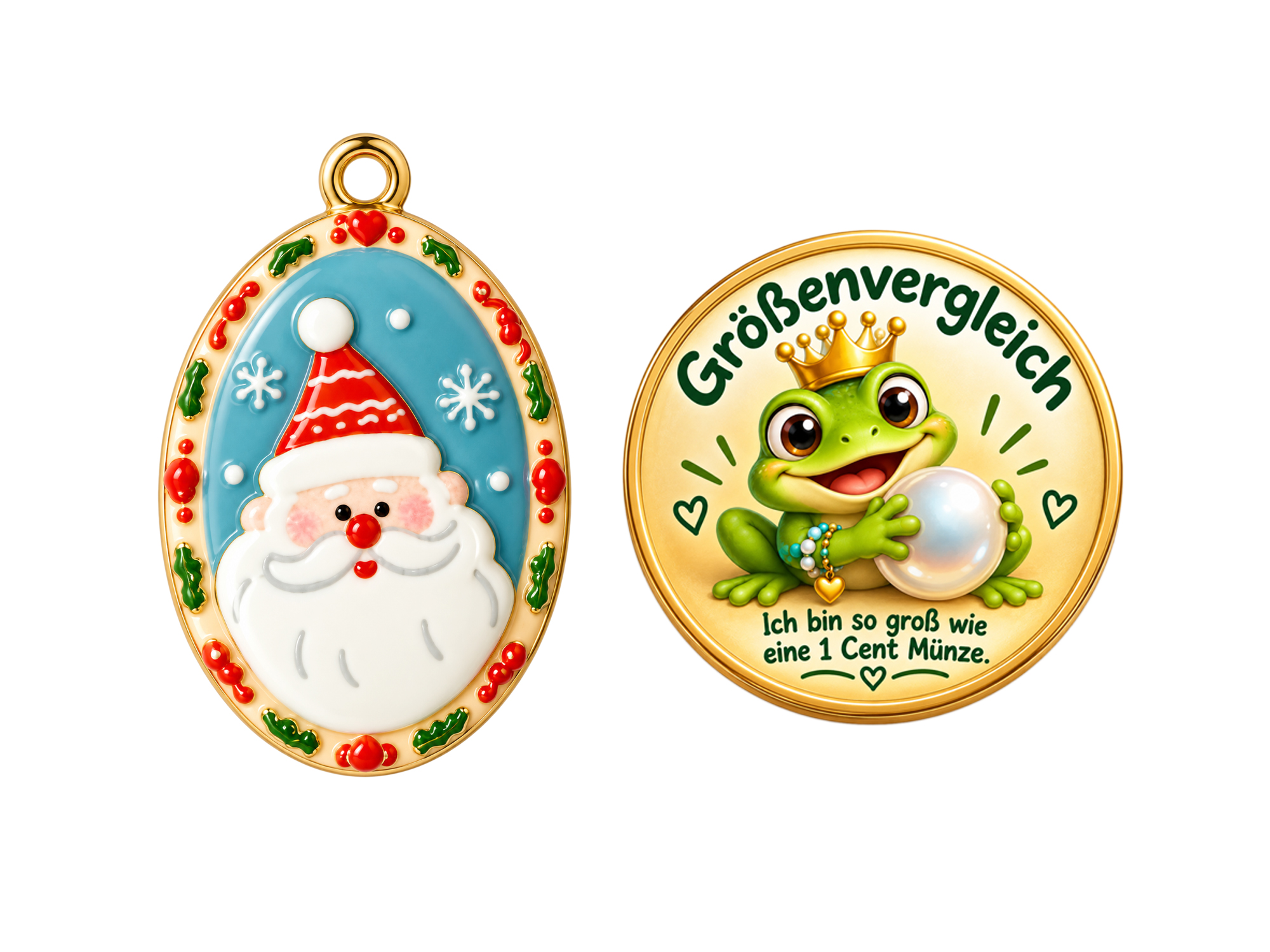 Schmuckanhänger mit einem Weihnachtsmann, oval 22x15mm - Grö