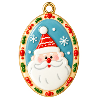 Schmuckanhänger Weihnachtsmann, oval ~22×15mm, Edelstahl, bemalt