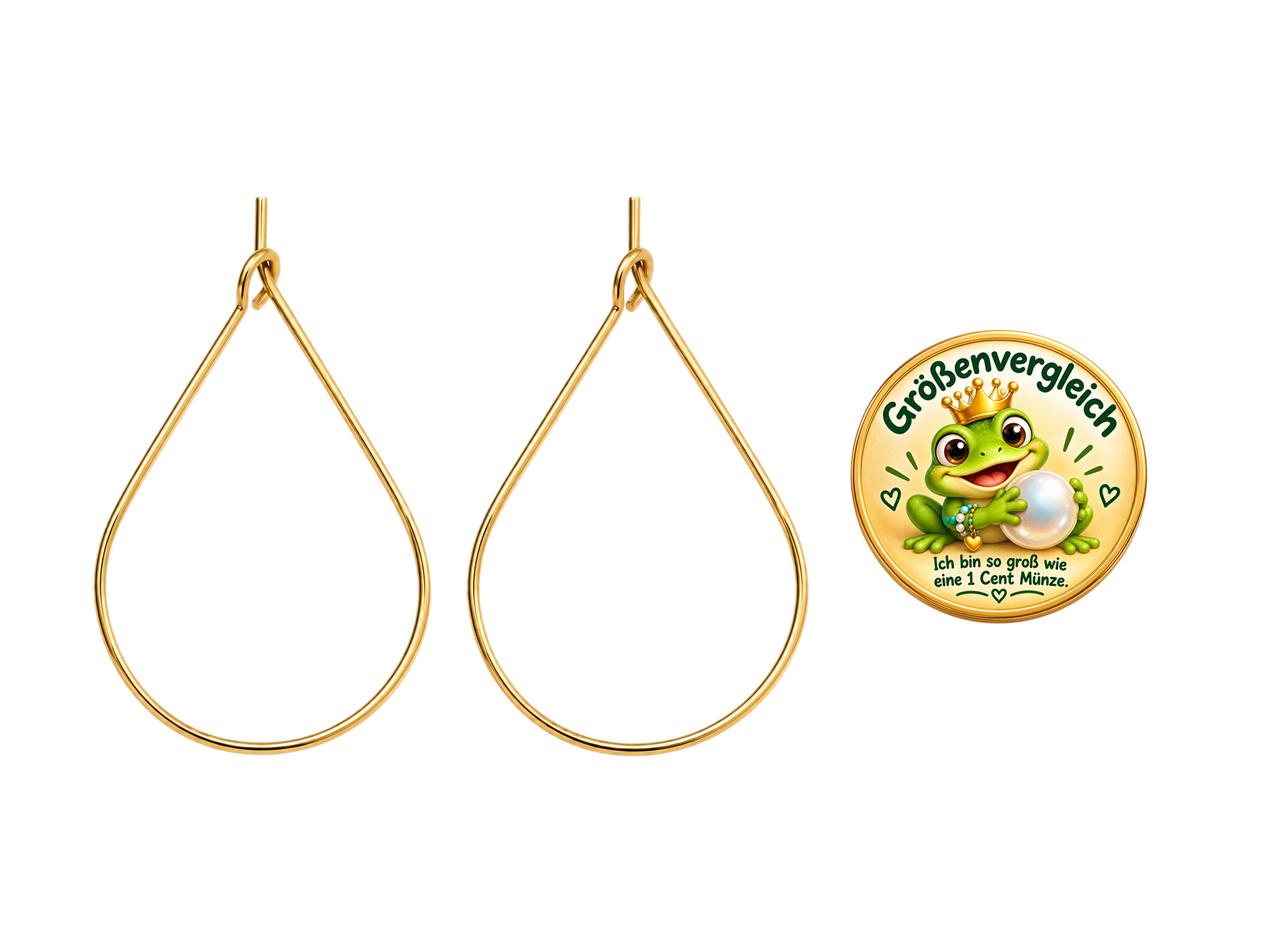 goldene Creolen Rohlinge Basis tropfenförmig 30x20mm - Größe