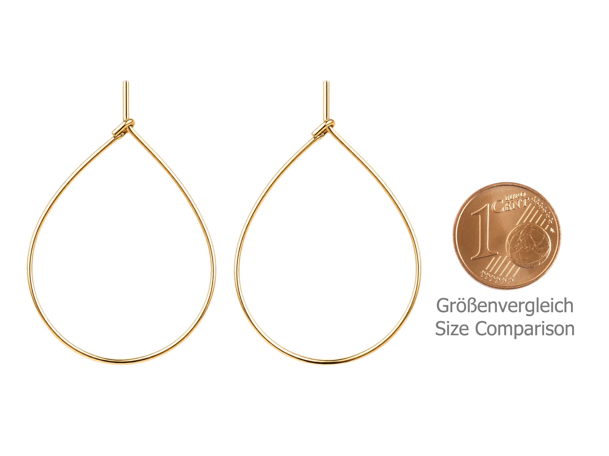 goldene Creolen Rohlinge Basis tropfenförmig 40x30mm - Größe