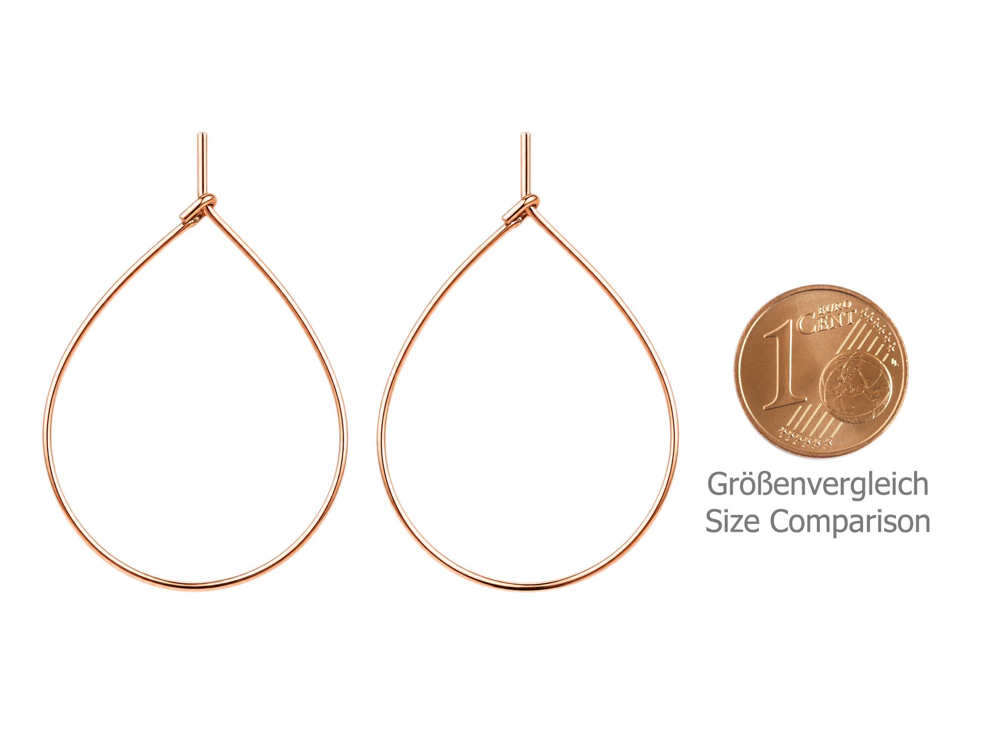 rosegoldene Creolen Rohlinge Basis tropfenförmig 40x30mm - G