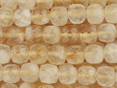 würfelförmige Citrin Steinperlen 4mm, Würfelperlen - Nahaufn
