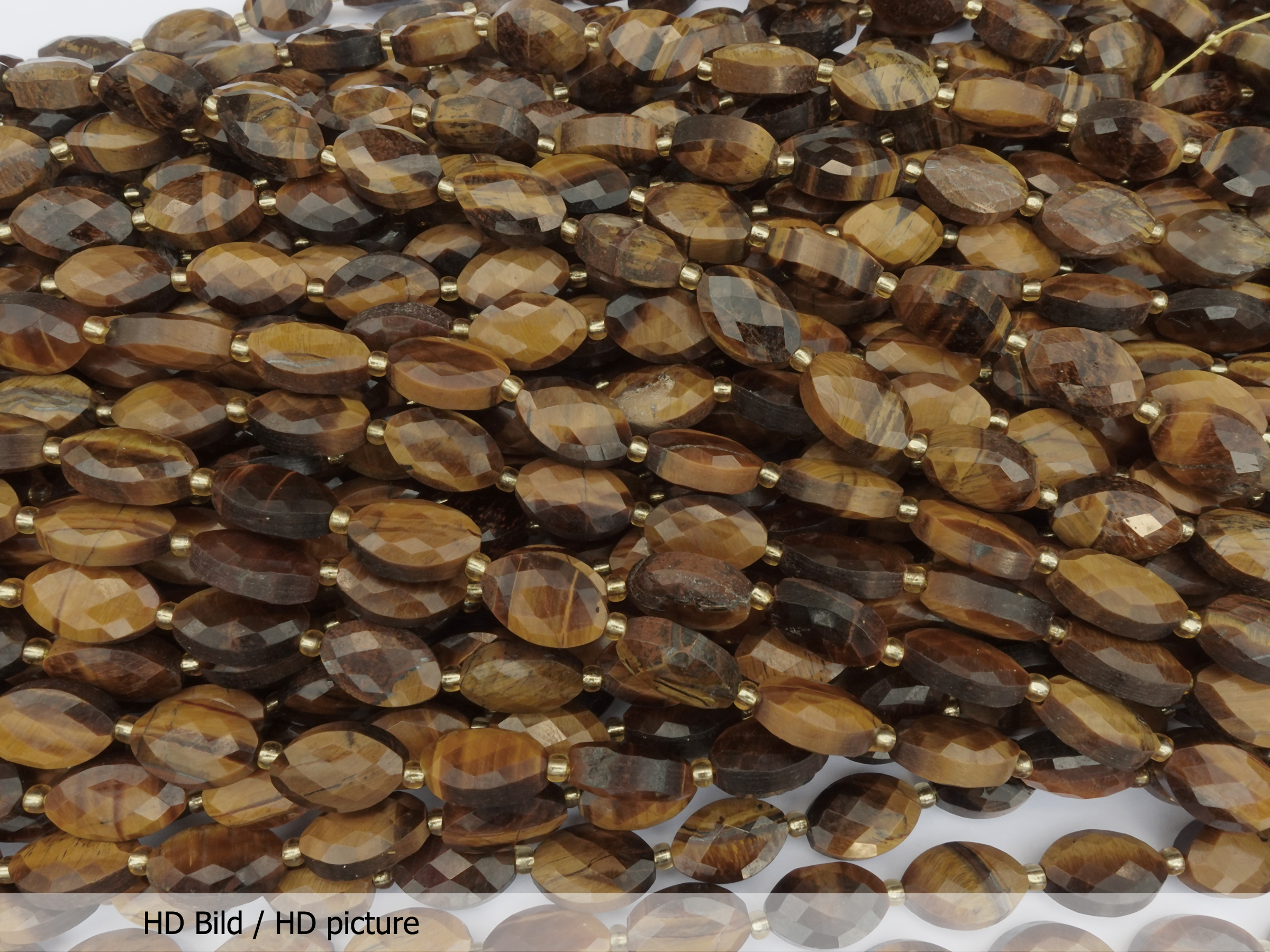 olivenförmige Tigerauge Steinperlen 14x9mm - HD Bild