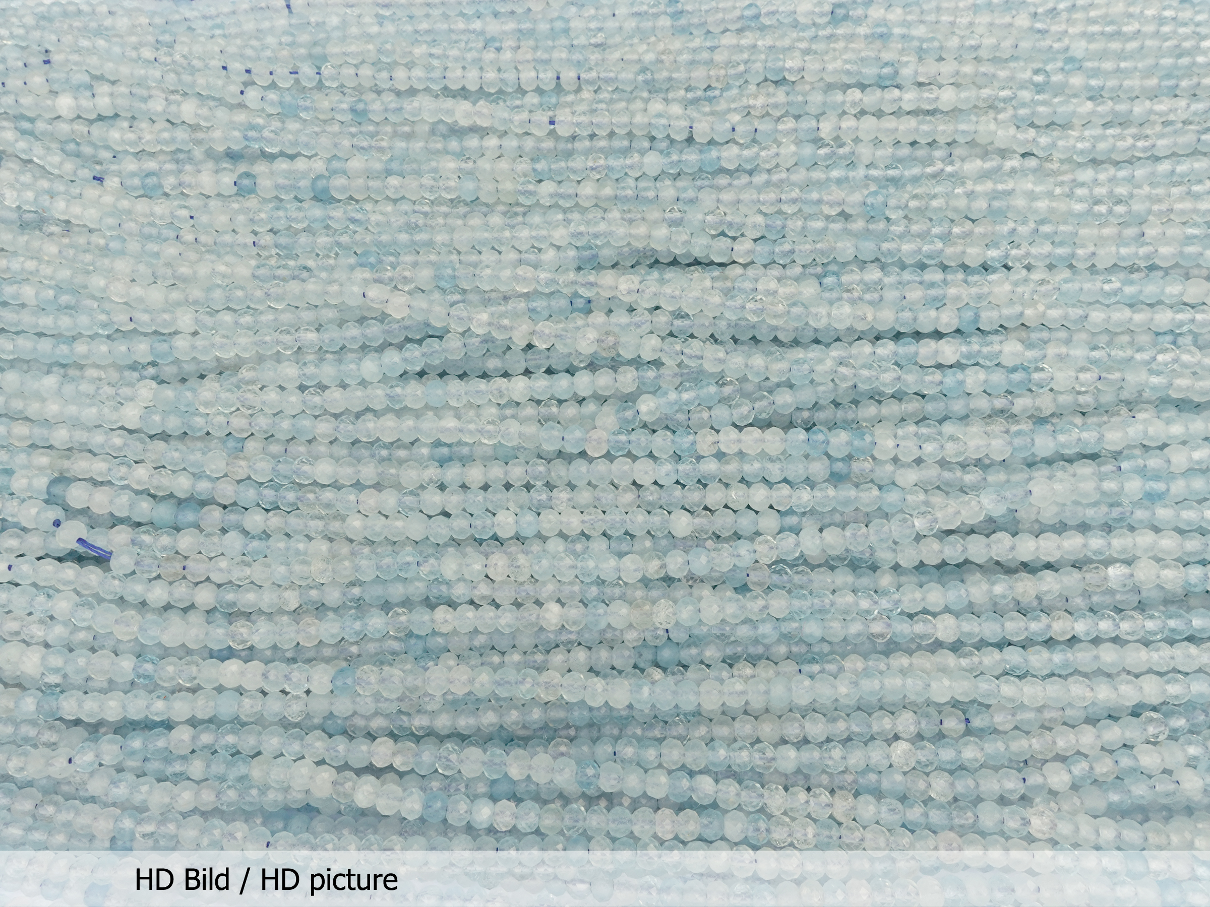 facettierte Aquamarin Steinperlen Rondellen 4x3mm - HD Bild