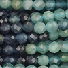 1 Strang (~37,5cm) echter Blauer Turmalin Steinperlen, rund facettiert ~2,3mm