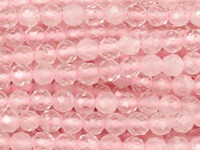 facettierte 3mm Rosenquarz Steinperlen zum Schmuckmachen - N