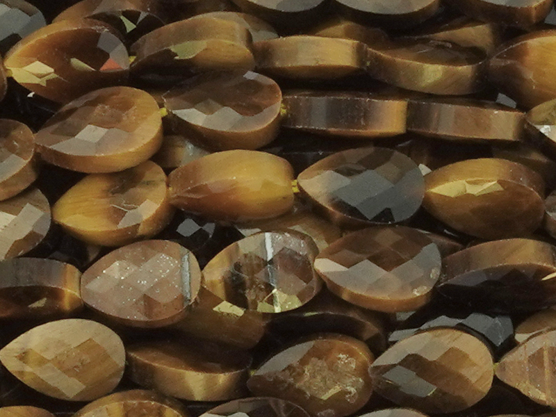 facettierte, flache Tropfenperlen aus Tigerauge Stein - Naha