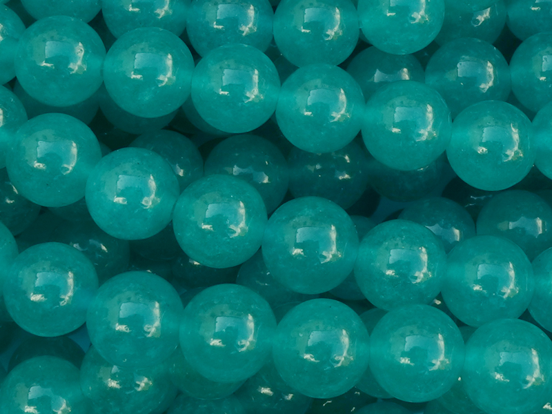 teal gefärbte weiße Jade Steinperlen rund 6mm - Nahaufnahme