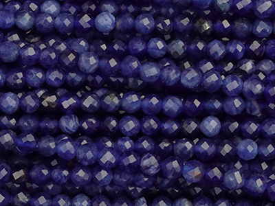 dunkelblaue facettierte Sodalith Steinperlen 2,3mm - Nahaufn