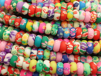 bunte Perlen Scheiben aus Fimo für Kinder