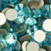 1 Pkg. (12 Stk.) Flat Back Strasssteine SS30 Aquamarine