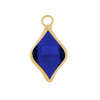 Glasanhänger mit Metallfassung ~10x15mm, gold, dunkelblau