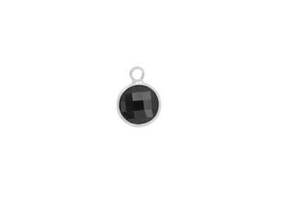 facettierter Glasanhänger circle 8mm silber schwarz