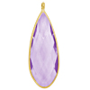 Glasanhänger mit Metallfassung, Tropfen 13x32mm, gold, Amethyst